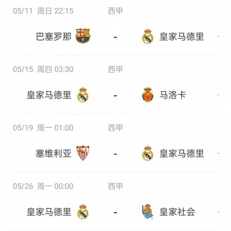 皇萨剩余西甲赛程：将直接对话，巴萨需战毕巴黄潜，皇马赛程更易